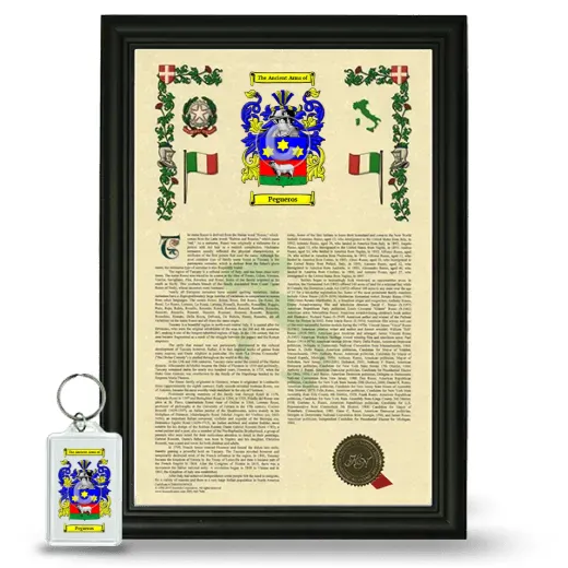 Pegueros Framed Armorial History and Keychain - Black