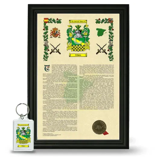 Pelaez Framed Armorial History and Keychain - Black