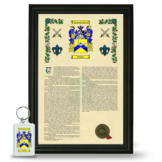 Perrine Framed Armorial History and Keychain - Black