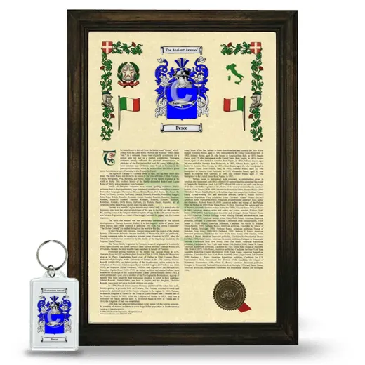 Pesce Framed Armorial History and Keychain - Brown