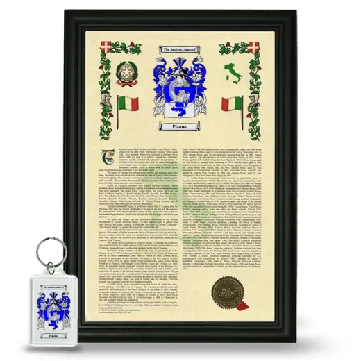 Pizana Framed Armorial History and Keychain - Black