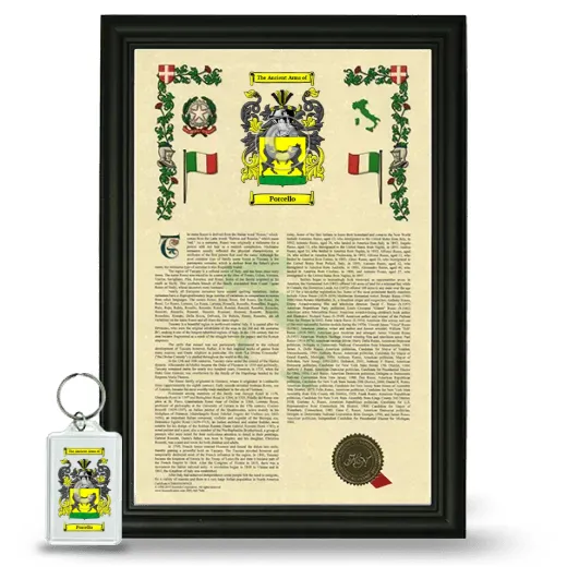Porcello Framed Armorial History and Keychain - Black