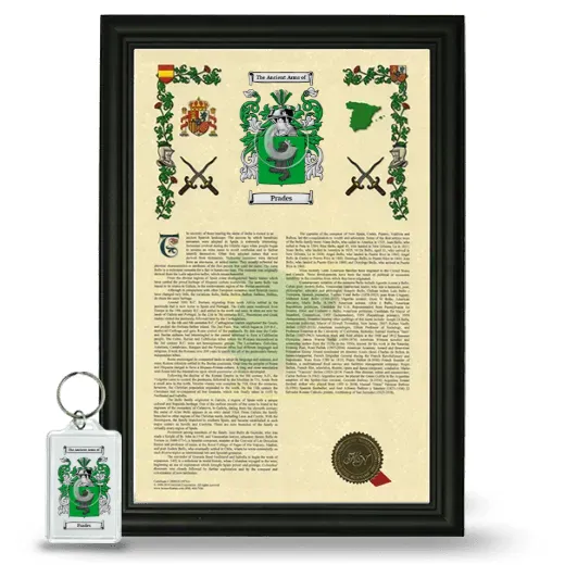 Prades Framed Armorial History and Keychain - Black