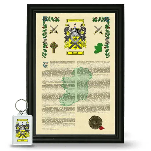 Purcell Framed Armorial History and Keychain - Black