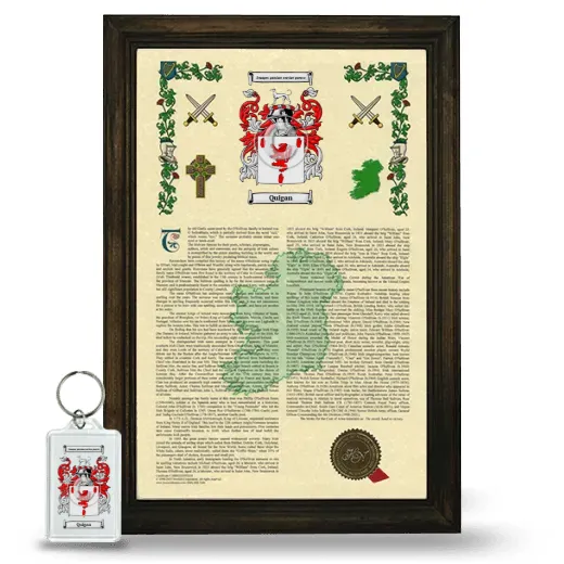 Quigan Framed Armorial History and Keychain - Brown