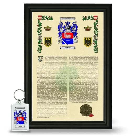 Redner Framed Armorial History and Keychain - Black