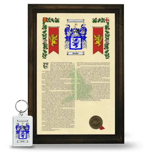 Render Framed Armorial History and Keychain - Brown