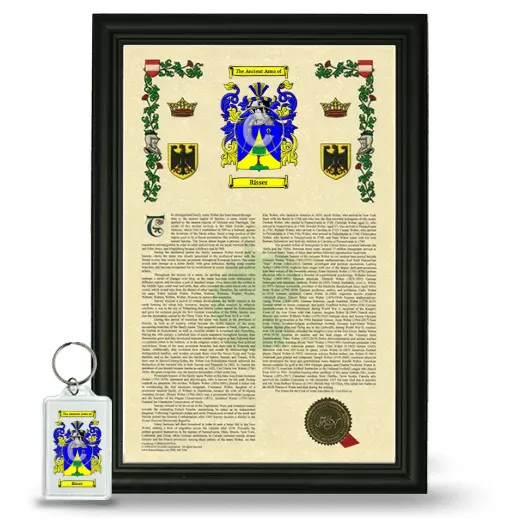 Risser Framed Armorial History and Keychain - Black