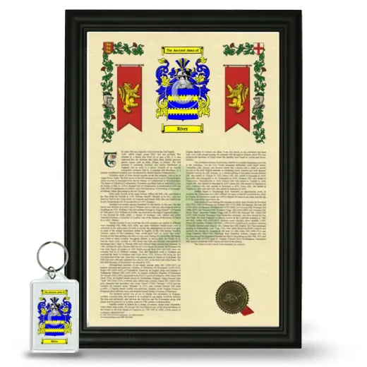 River Framed Armorial History and Keychain - Black