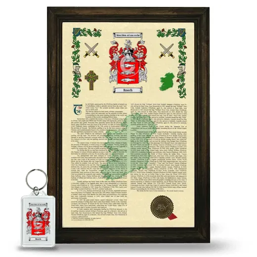 Roach Framed Armorial History and Keychain - Brown