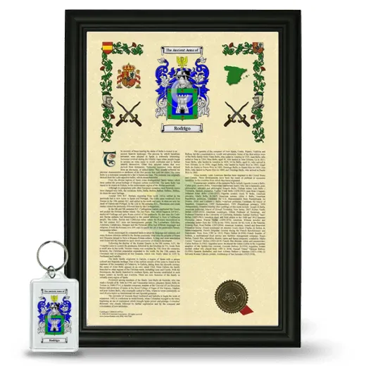 Rodrigo Framed Armorial History and Keychain - Black