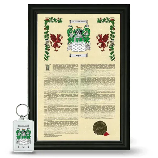 Roger Framed Armorial History and Keychain - Black