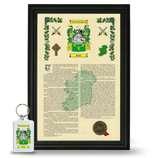 Roney Framed Armorial History and Keychain - Black