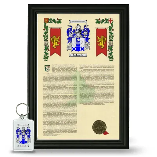 Rosbrough- Framed Armorial History and Keychain - Black