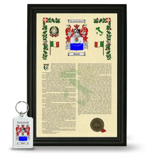 Rosoni Framed Armorial History and Keychain - Black