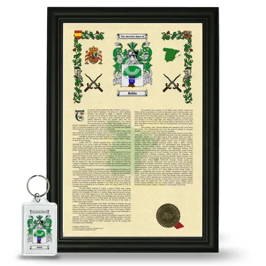 Rubio Framed Armorial History and Keychain - Black