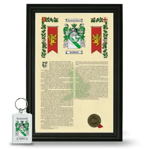 Rushforth Framed Armorial History and Keychain - Black