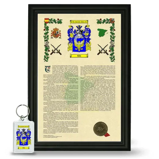 Sáiz Framed Armorial History and Keychain - Black