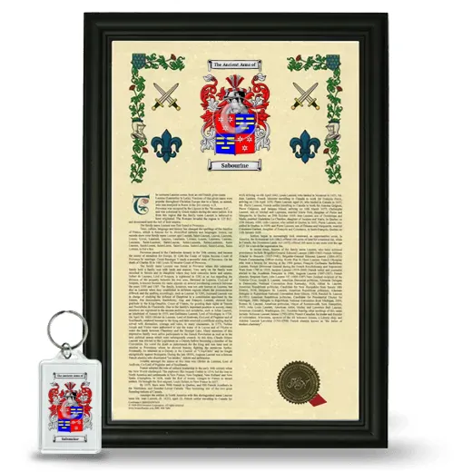 Sabourine Framed Armorial History and Keychain - Black
