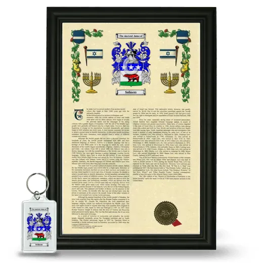 Salmon Framed Armorial History and Keychain - Black