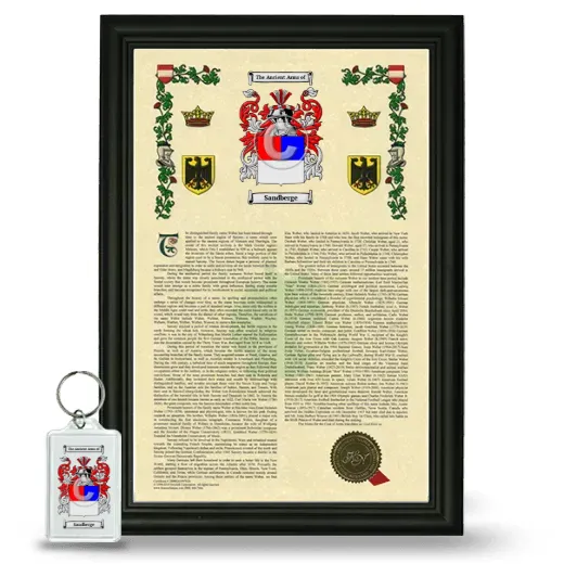 Sandberge Framed Armorial History and Keychain - Black