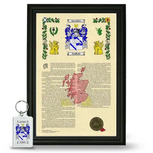 Sandland Framed Armorial History and Keychain - Black