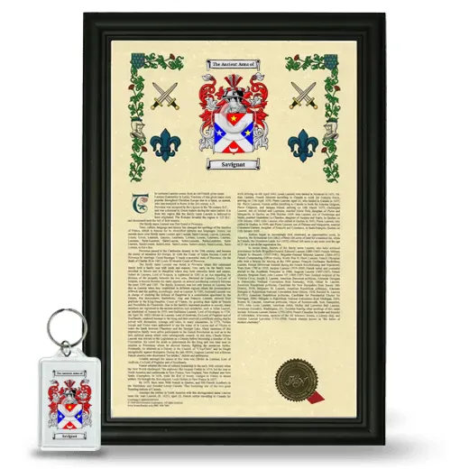 Savignat Framed Armorial History and Keychain - Black