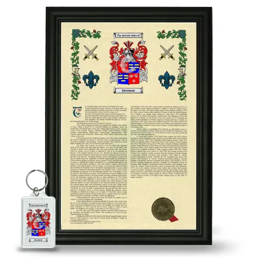 Savourat Framed Armorial History and Keychain - Black