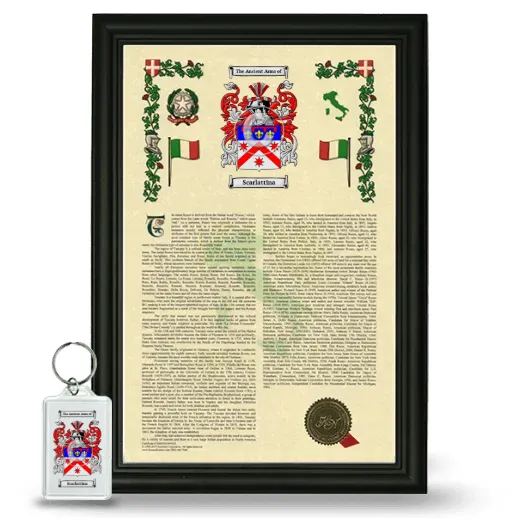 Scarlattina Framed Armorial History and Keychain - Black