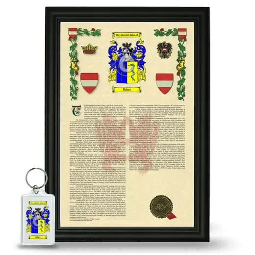 Scher Framed Armorial History and Keychain - Black