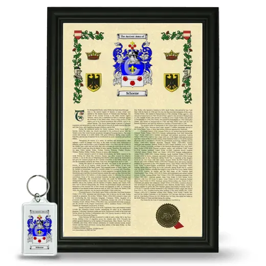 Schoene Framed Armorial History and Keychain - Black