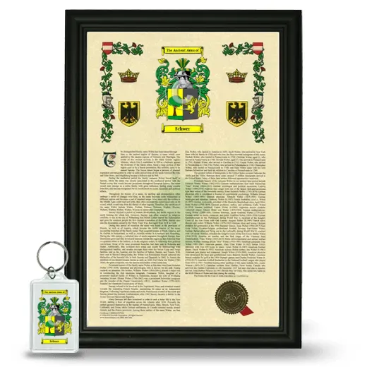 Schwer Framed Armorial History and Keychain - Black