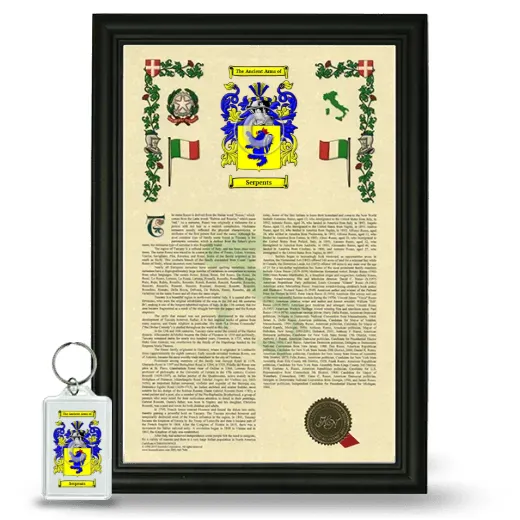 Serpents Framed Armorial History and Keychain - Black