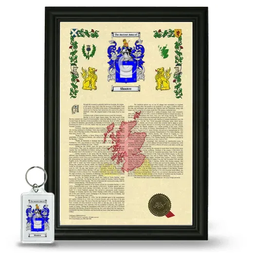 Shooter Framed Armorial History and Keychain - Black