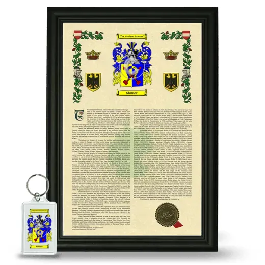 Shriner Framed Armorial History and Keychain - Black