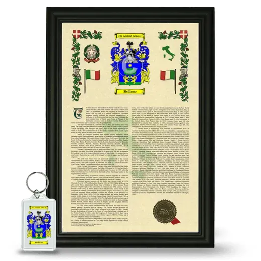 Siciliano Framed Armorial History and Keychain - Black
