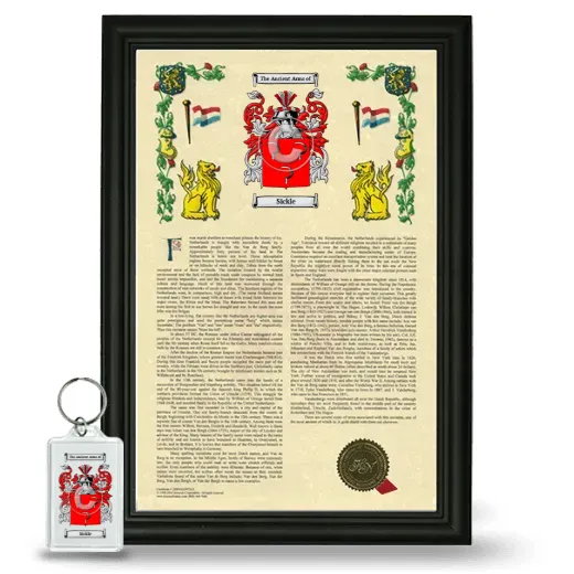 Sickle Framed Armorial History and Keychain - Black
