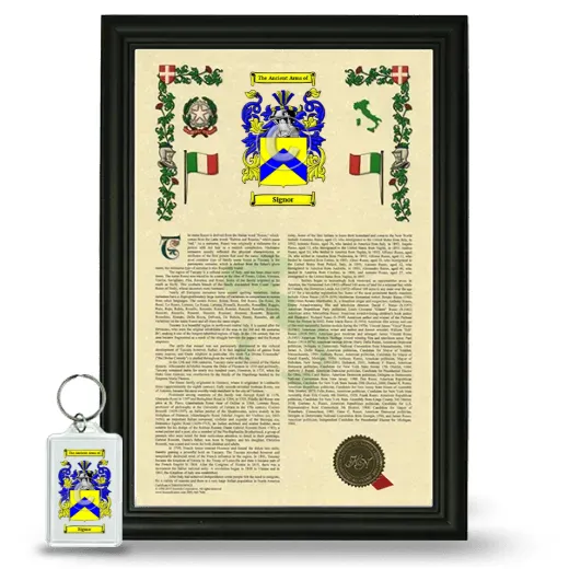 Signor Framed Armorial History and Keychain - Black