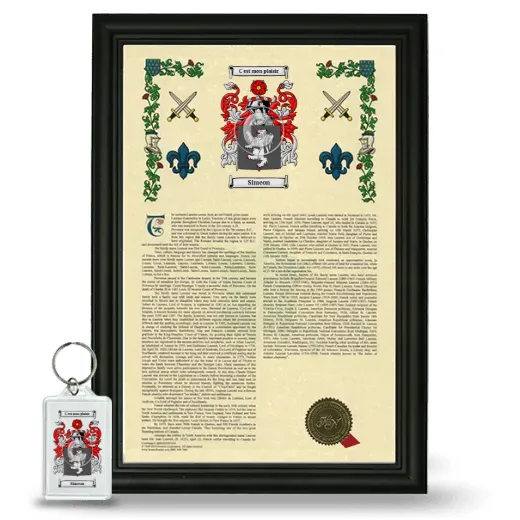 Simeon Framed Armorial History and Keychain - Black