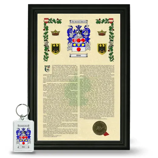 Siver Framed Armorial History and Keychain - Black