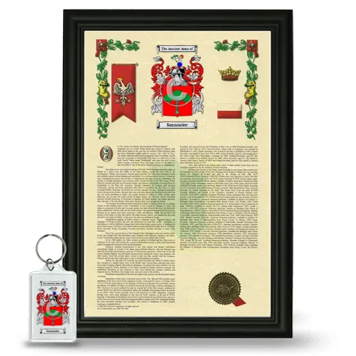 Sosnowiec Framed Armorial History and Keychain - Black