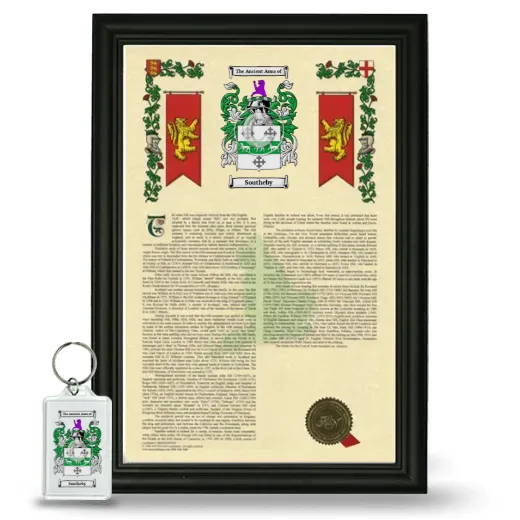 Southeby Framed Armorial History and Keychain - Black
