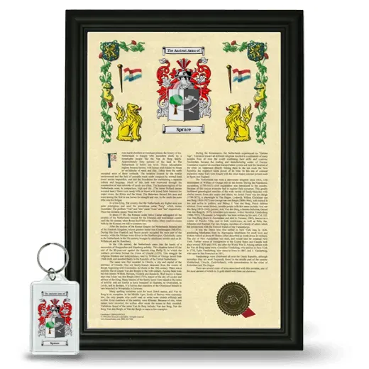 Spruce Framed Armorial History and Keychain - Black