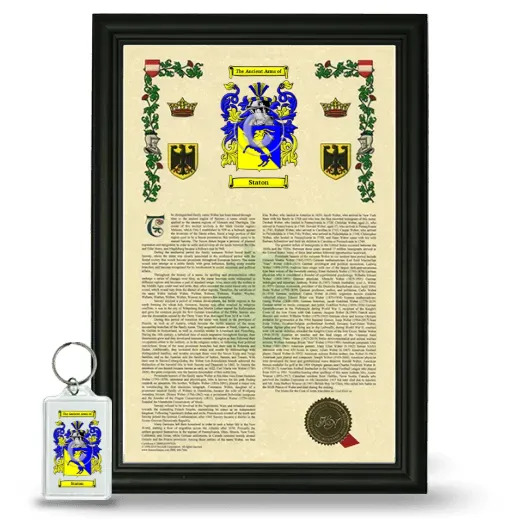 Staton Framed Armorial History and Keychain - Black