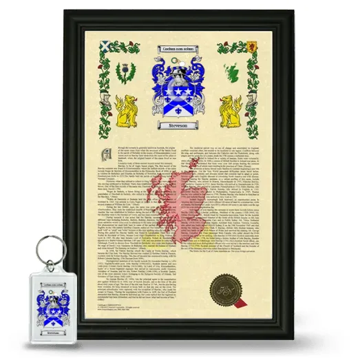 Steveson Framed Armorial History and Keychain - Black