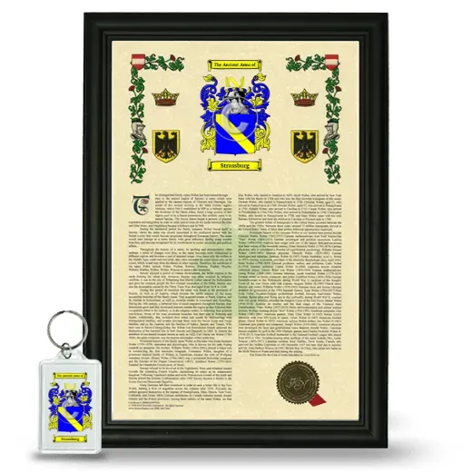 Strassburg Framed Armorial History and Keychain - Black