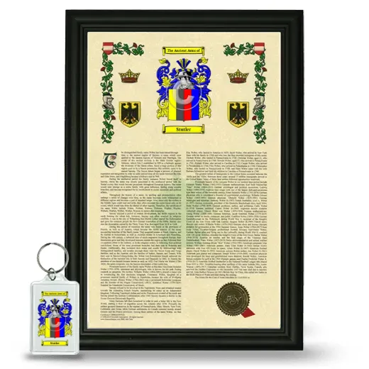 Stutler Framed Armorial History and Keychain - Black
