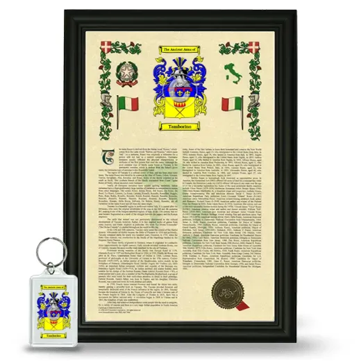 Tamborino Framed Armorial History and Keychain - Black