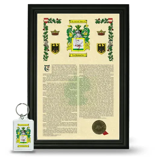 Teschemacher Framed Armorial History and Keychain - Black
