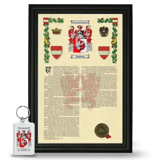 Troutman Framed Armorial History and Keychain - Black